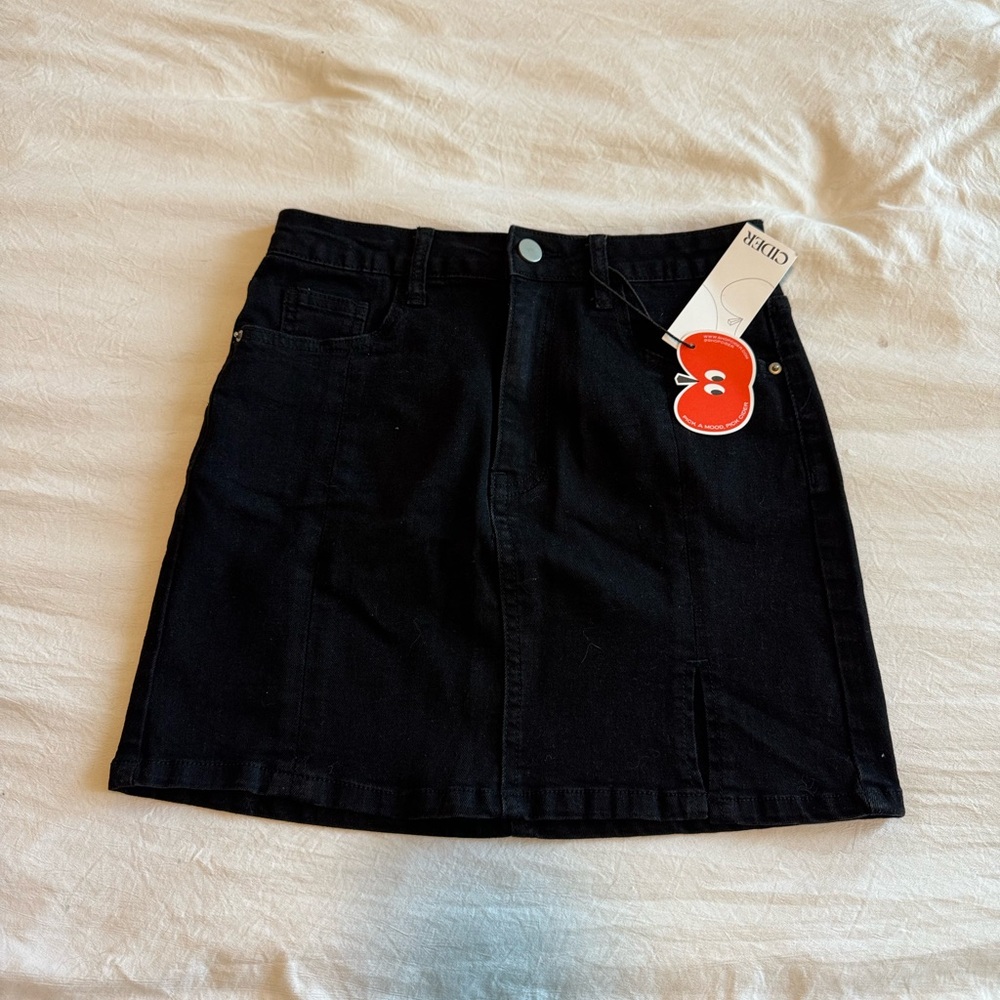 NWT Cider Black Denim Skirt
